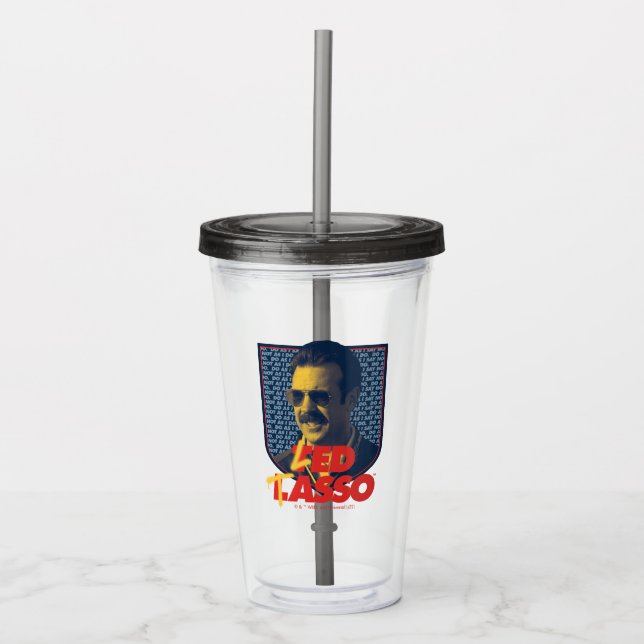 Vaso Acrílico Ted Lasso | Led Tasso Badge (Anverso)