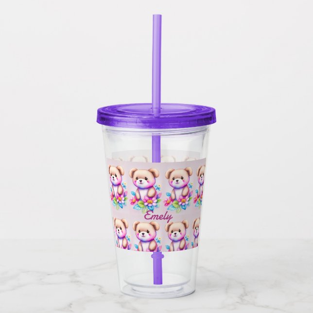 Vaso Acrílico Teddybär Wasserfarben Pastell (Anverso)