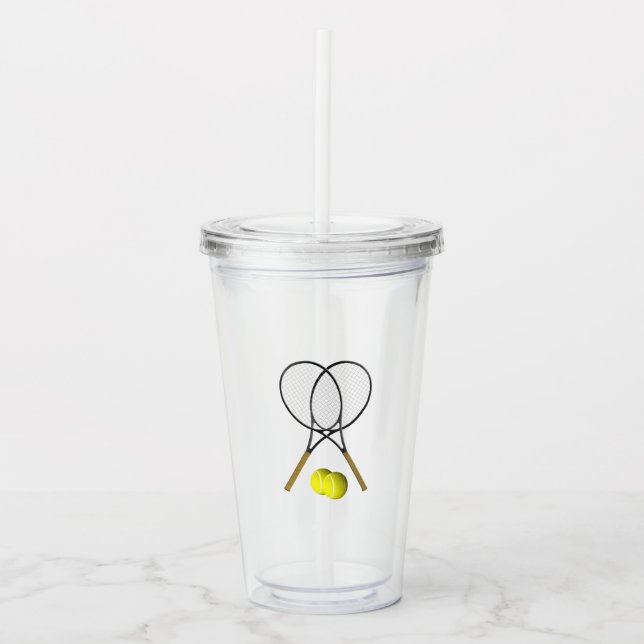 Vaso Acrílico Tema deportivo del Doubles Tennis (Anverso)