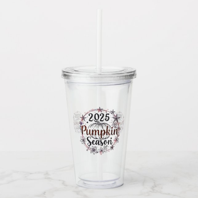 Vaso Acrílico Temporada 2025 de la calabaza - Elegante Tumbal Ac (Anverso)