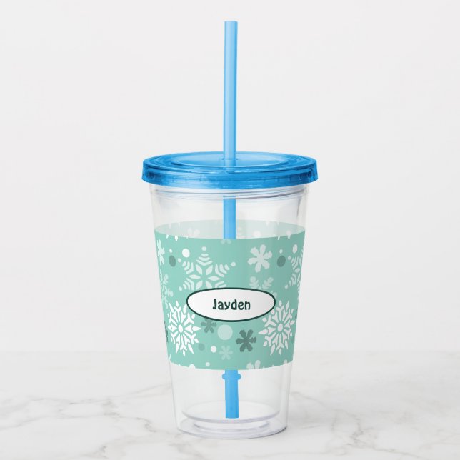 Vaso Acrílico Temporada de feriados turquesa-azul de copo de nie (Anverso)