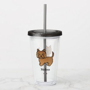 Vaso Acrílico Terrier Cairn Rojo Perro De Dibujos Animados Lindo