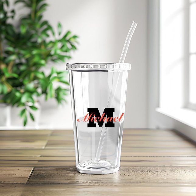 Vaso Acrílico Texto de monograma personalizado (Subido por el creador)