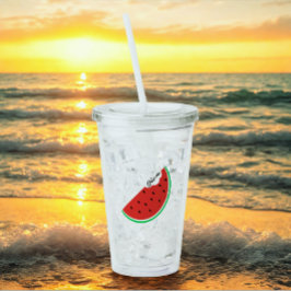 Vaso Acrílico Texto negro con nombre de sandía de verano lindo p
