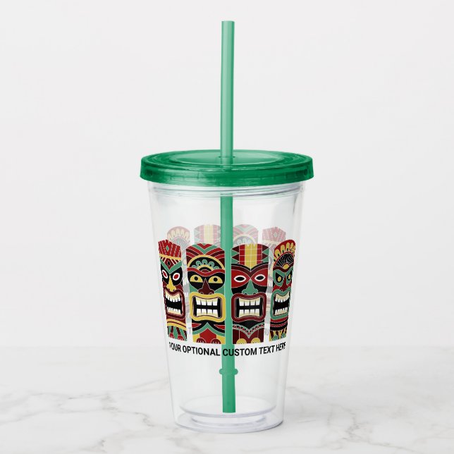 Vaso Acrílico texto personalizado Guay Tiki Totems tumblers (Anverso)