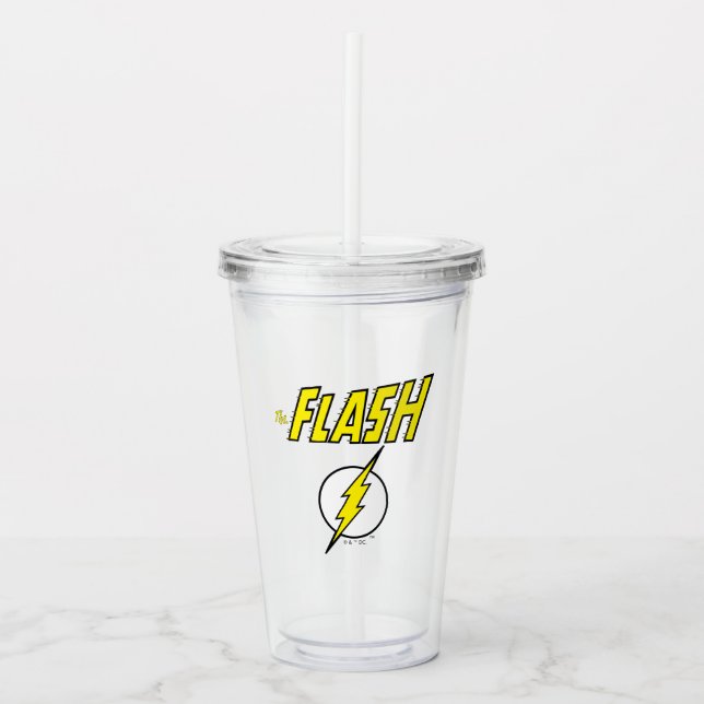 Vaso Acrílico The Flash Name & Lightning Bolt Logo (Anverso)