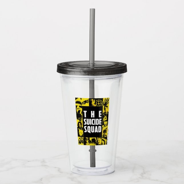 Vaso Acrílico The Suicide Squad | Yellow & Black Icon Blocks (Anverso)
