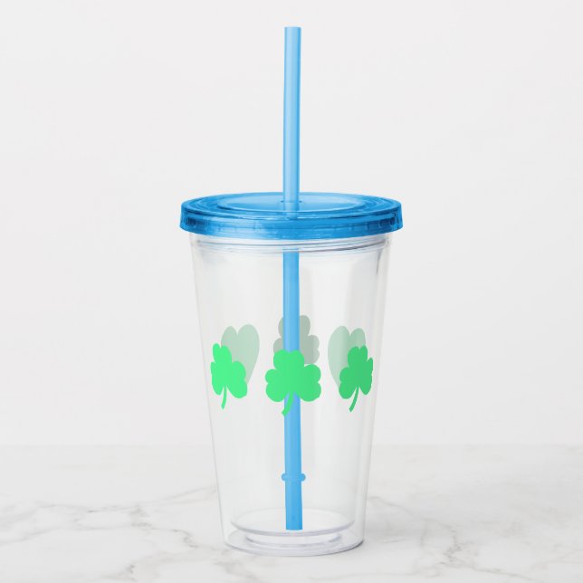 Vaso Acrílico Three Green Shamrock Trinity (Anverso)