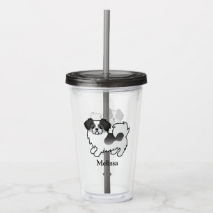 Vaso Acrílico Tibetano de Parti-Color Negro Spaniel Perro Cute &