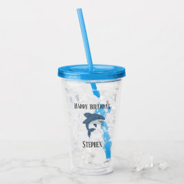 Vaso Acrílico Tiburón azul lindo personalizado