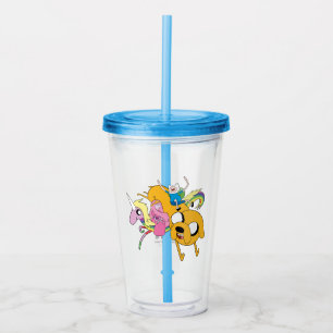 Vaso Acrílico Tiempo de aventura   Dama, Bubblegum, Finn y Jake