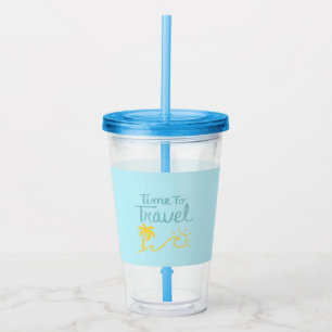 Vaso Acrílico Tiempo De Viajar A La Playa