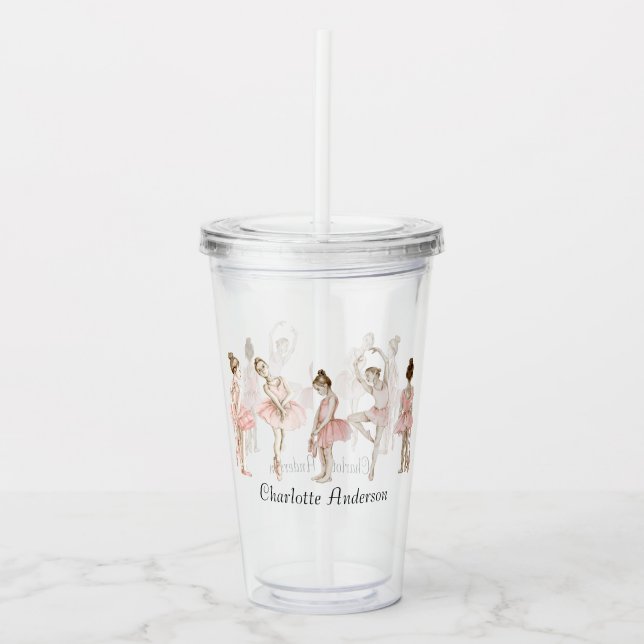 Vaso Acrílico Tiny Dancer Ballerina Pink Girls Birthday (Anverso)
