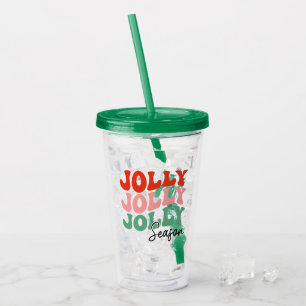 Vaso Acrílico Tipografía de vacaciones retro en temporada de Jol