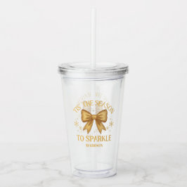Vaso Acrílico Tis' The Season To Sparkle Christmas Holiday Gold