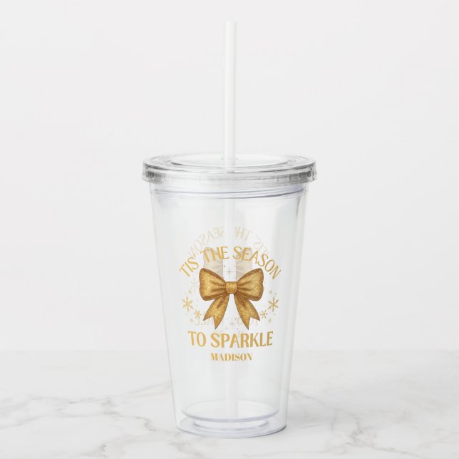 Vaso Acrílico Tis' The Season To Sparkle Christmas Holiday Gold (Anverso)