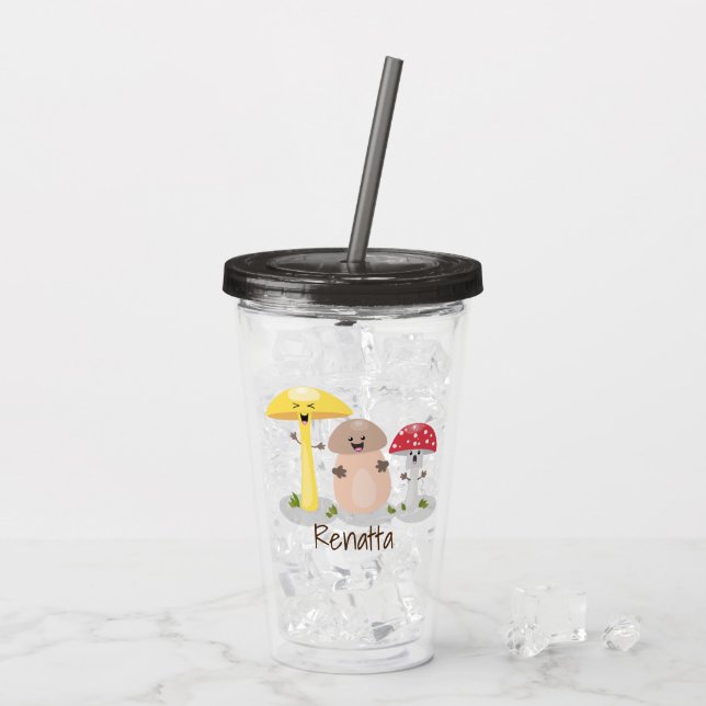 Vaso Acrílico Toadstool de hongos de hongo de kawaii (Reverso (hielo))