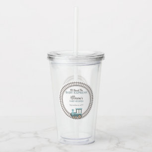 Vaso Acrílico Todo a bordo del Baby Express Train Boy Baby Showe