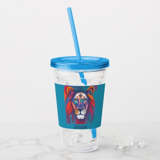 Vaso Acrílico Tonos suaves León personalizado (Anverso (hielo))