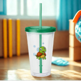 Vaso Acrílico Tortuga divertida con burbuja