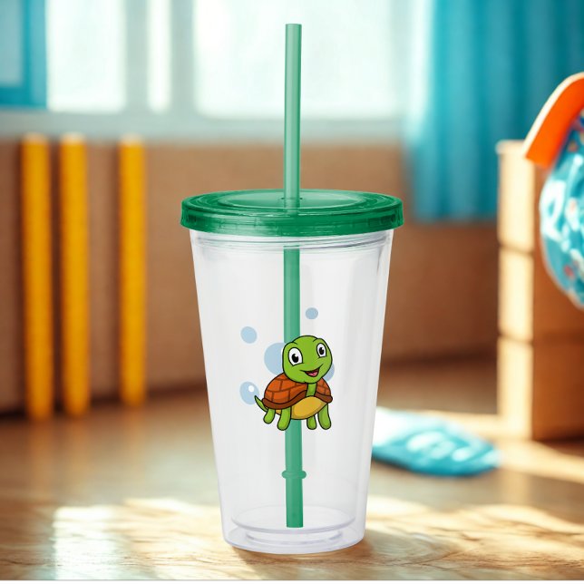 Vaso Acrílico Tortuga divertida con burbuja (cute tortoise tumbler)