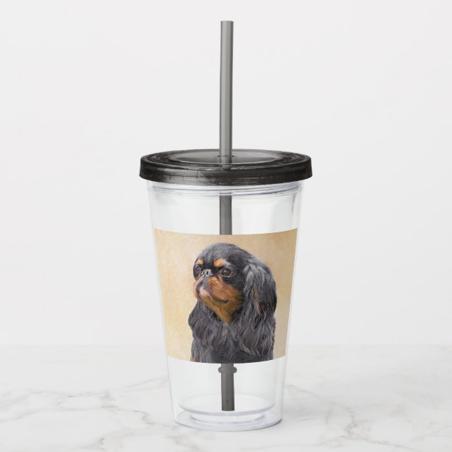 Vaso Acrílico Toy English Spaniel Pintura Original Arte Animal (Anverso)