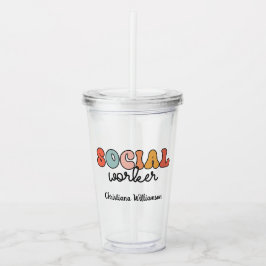 Vaso Acrílico Trabajador social retro personalizado