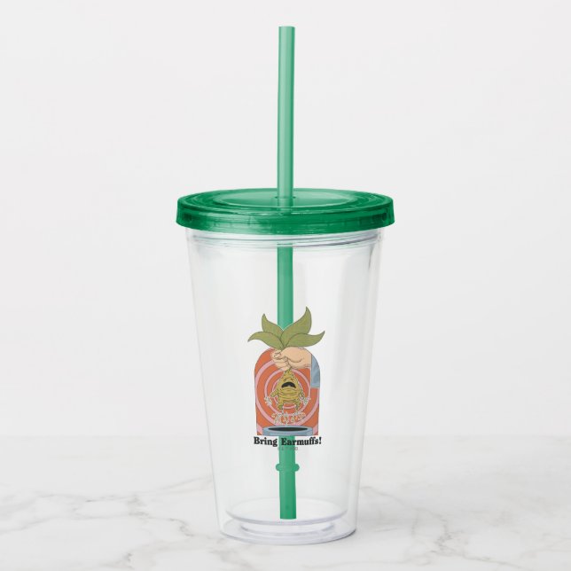 Vaso Acrílico "¡Traigan orejeras!" Gráfico de Mandrake gritando (Anverso)