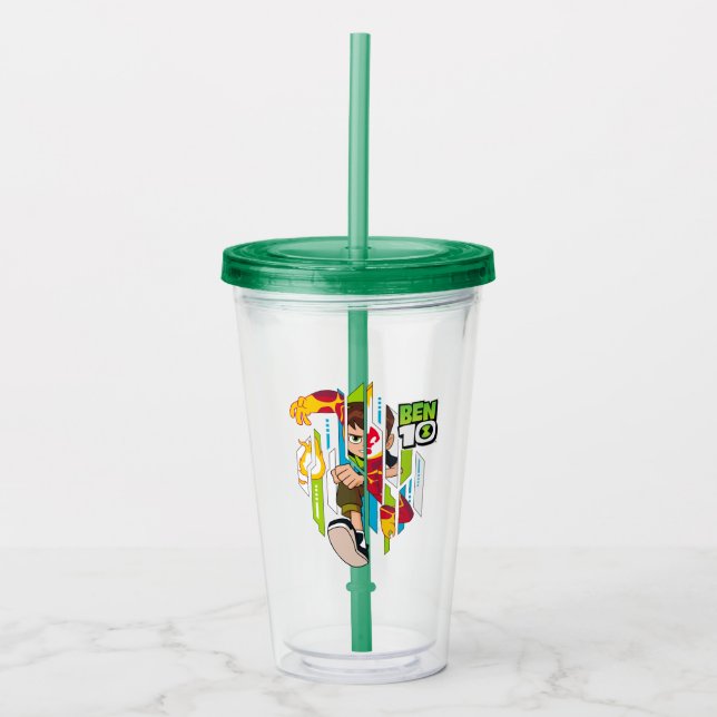 Vaso Acrílico Transformación del ADN de Ben 10 Heatblast (Anverso)