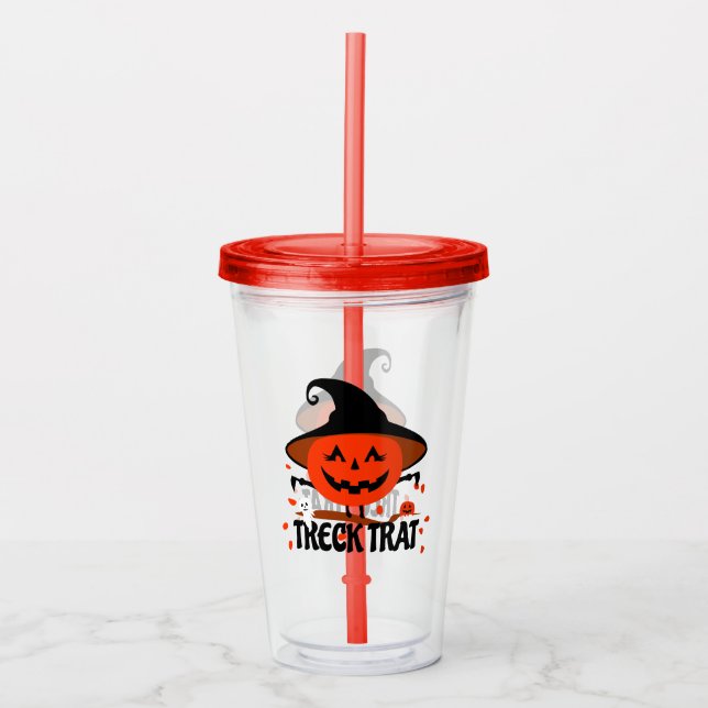 Vaso Acrílico Treck Trat Pumpkin Sonriente (Anverso)