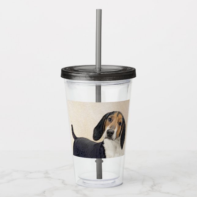 Vaso Acrílico Treeing Walker Coonhound Painting - Arte original (Anverso)
