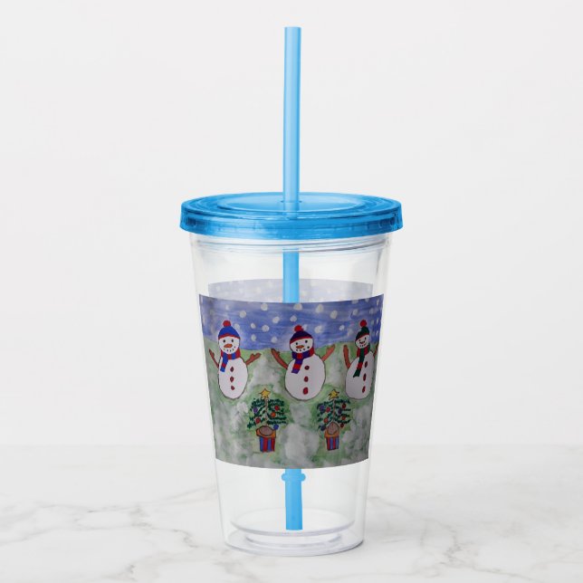 Vaso Acrílico Tres Navidades Snowmen (Anverso)