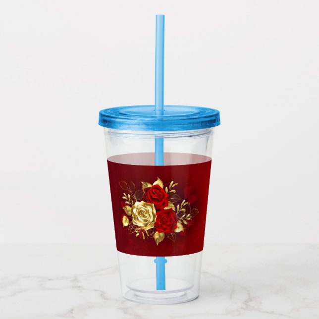 Vaso Acrílico Tres Rosas Joyas (Anverso)