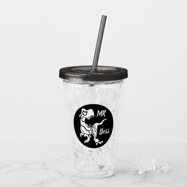 Vaso Acrílico Trex blanco el jefe Dino (Reverso (hielo))