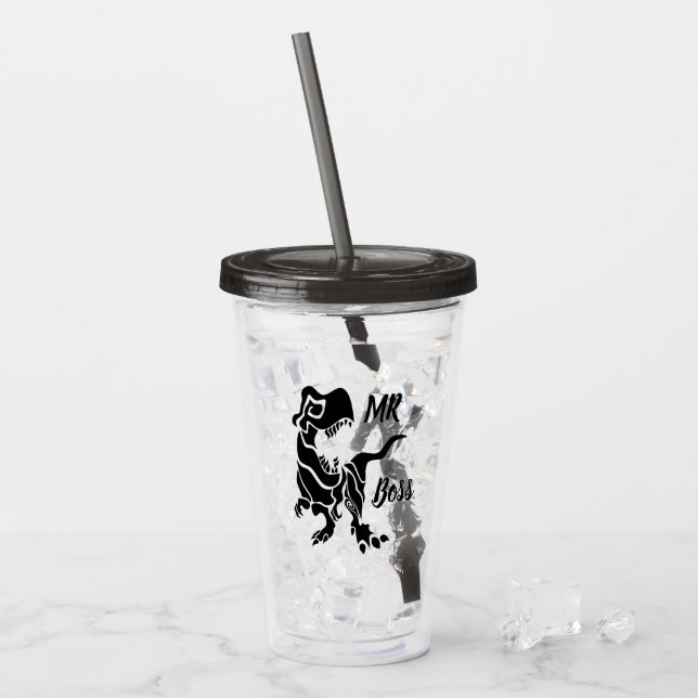 Vaso Acrílico Trex negro el jefe Dino (Anverso (hielo))