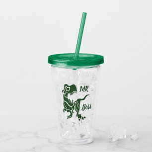 Vaso Acrílico Trex verde al jefe Dino