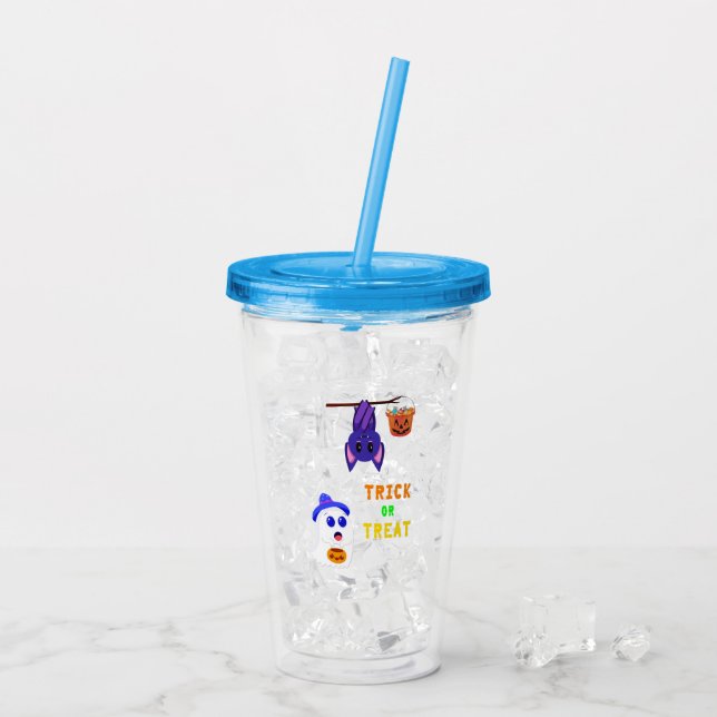 Vaso Acrílico Trick O Treat Bats Candy 31 UK Octubre Halloween (Reverso (hielo))