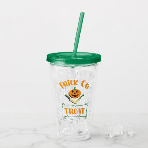 Vaso Acrílico Trick or treat calavera Halloween cara de calabaza