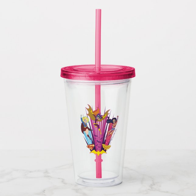 Vaso Acrílico Trío de Chicas Super Hero de DC (Anverso)