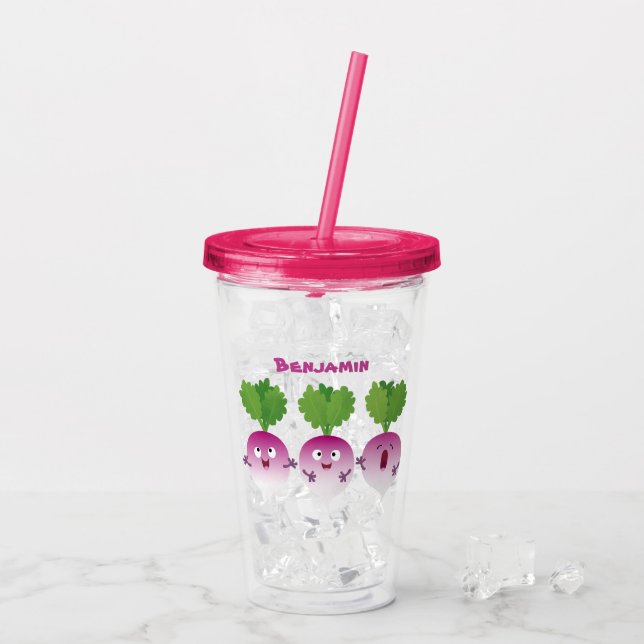 Vaso Acrílico Trío de verduras de nabo lindo personalizado (Reverso (hielo))