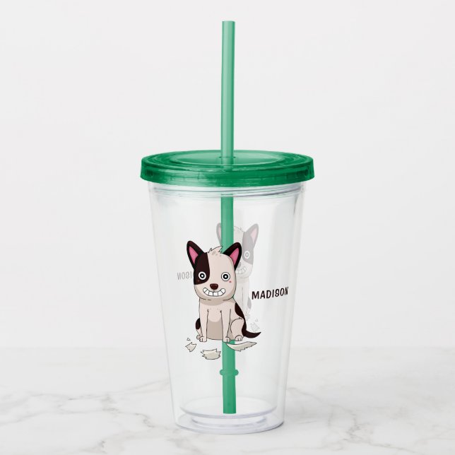 Vaso Acrílico Trompecabezas de nombre personalizado de perro lin (Anverso)