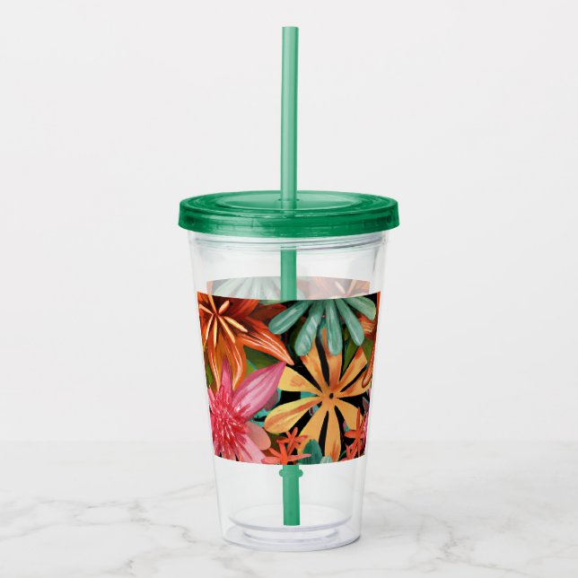 Vaso Acrílico tropical/hawaiano/floral/floral (Anverso)