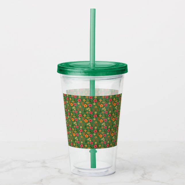 Vaso Acrílico Tropical/Hawaii patterned floral (Anverso)