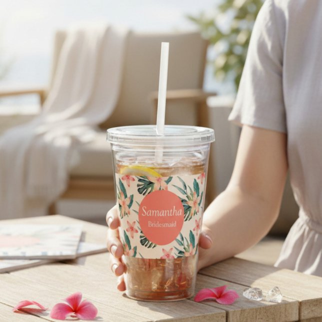 Vaso Acrílico Tropical Peach y Dama de Honor Verde (Subido por el creador)