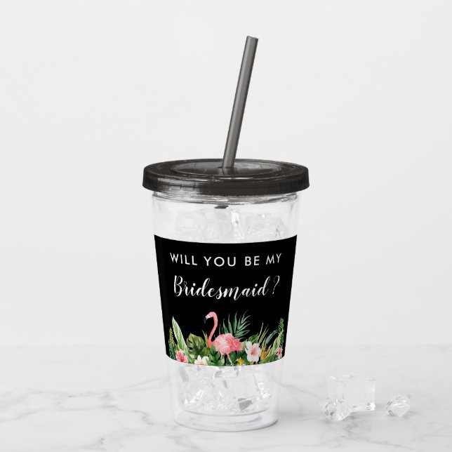 Vaso Acrílico Tropical Serás Mi Propuesta De La Novia (Reverso (hielo))