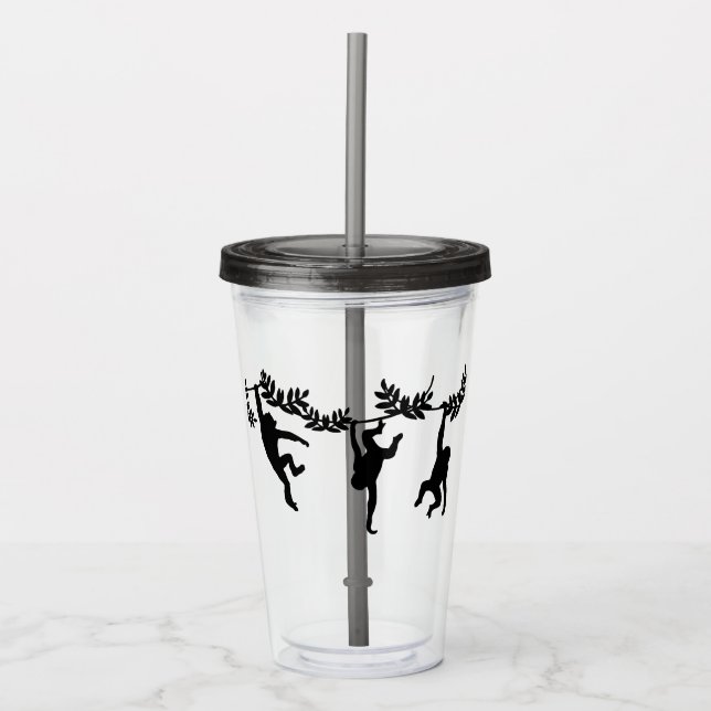 Vaso Acrílico Troya de monos (Anverso)