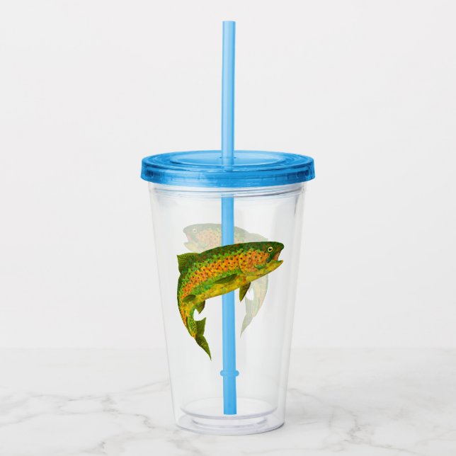 Vaso Acrílico Trucha arco iris de hoja de lápiz 4 (Anverso)