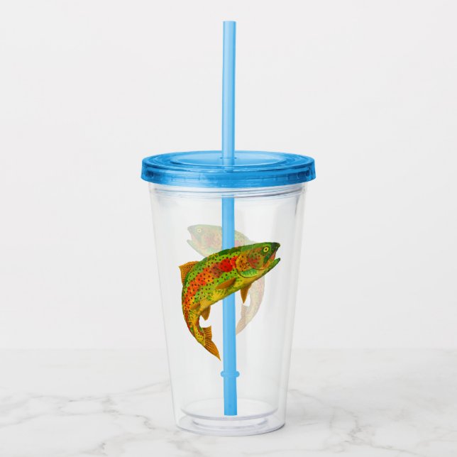 Vaso Acrílico Trucha arco iris de hoja de lápiz 5 (Anverso)
