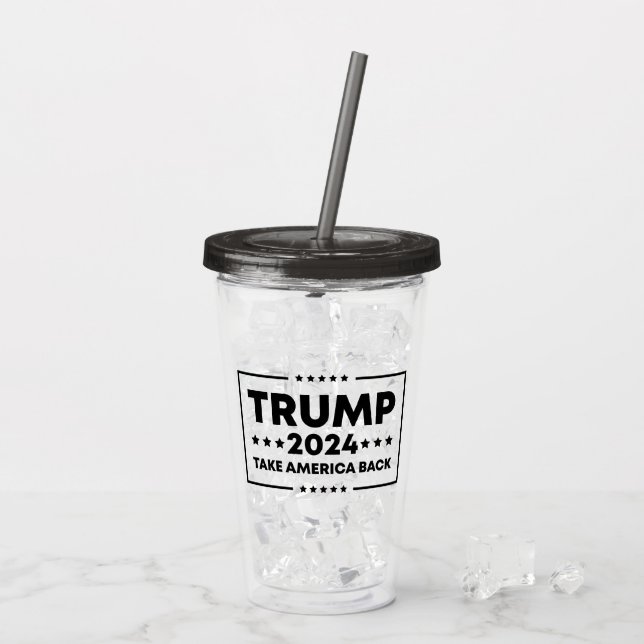 Vaso Acrílico Trump 2024: Trump recuperará a Estados Unidos (Reverso (hielo))