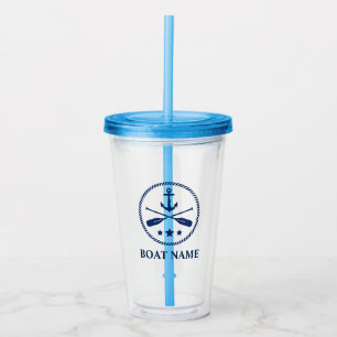 Vaso Acrílico Tu barco o nombre de ancla y orejas - remo